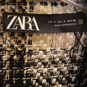 ZARA Tweed Shacket Shirt Jacket Taupe Black Plaid Size SMALL